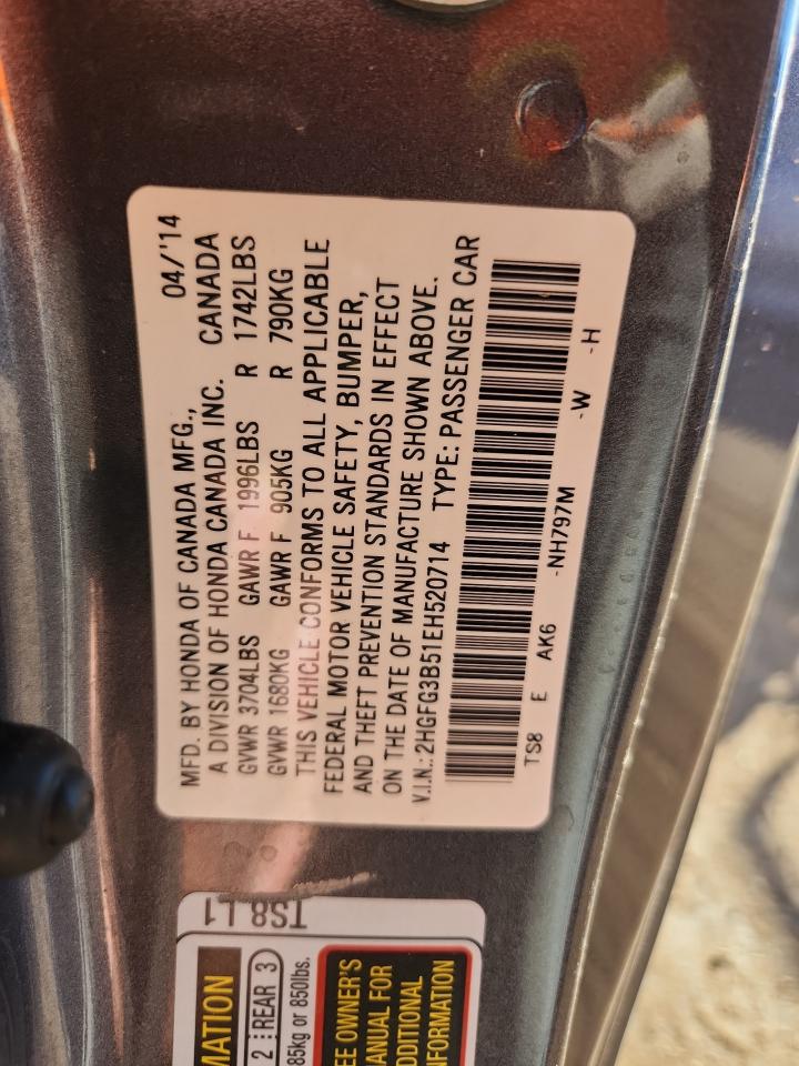 2014 Honda Civic Lx VIN: 2HGFG3B51EH520714 Lot: 90118425