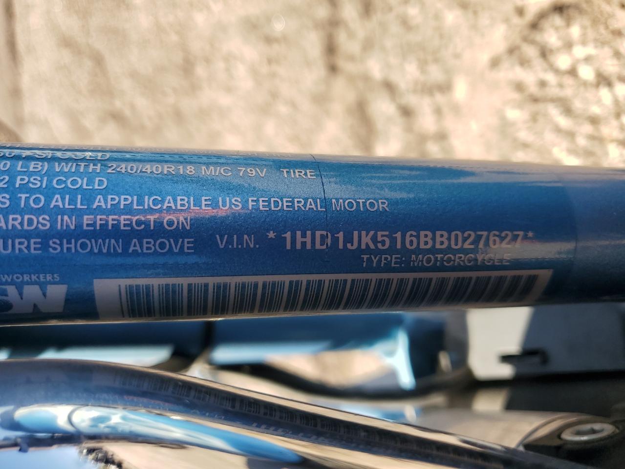 2011 Harley-Davidson Fxcwc VIN: 1HD1JK516BB027627 Lot: 89493855