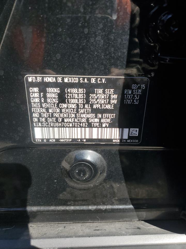 2016 Honda Hr-V Exl VIN: 3CZRU6H70GM702482 Lot: 82543765