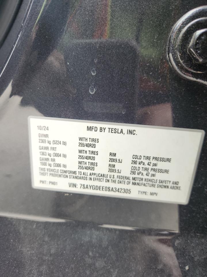 2025 Tesla Model Y VIN: 7SAYGDEE0SA342305 Lot: 81960365