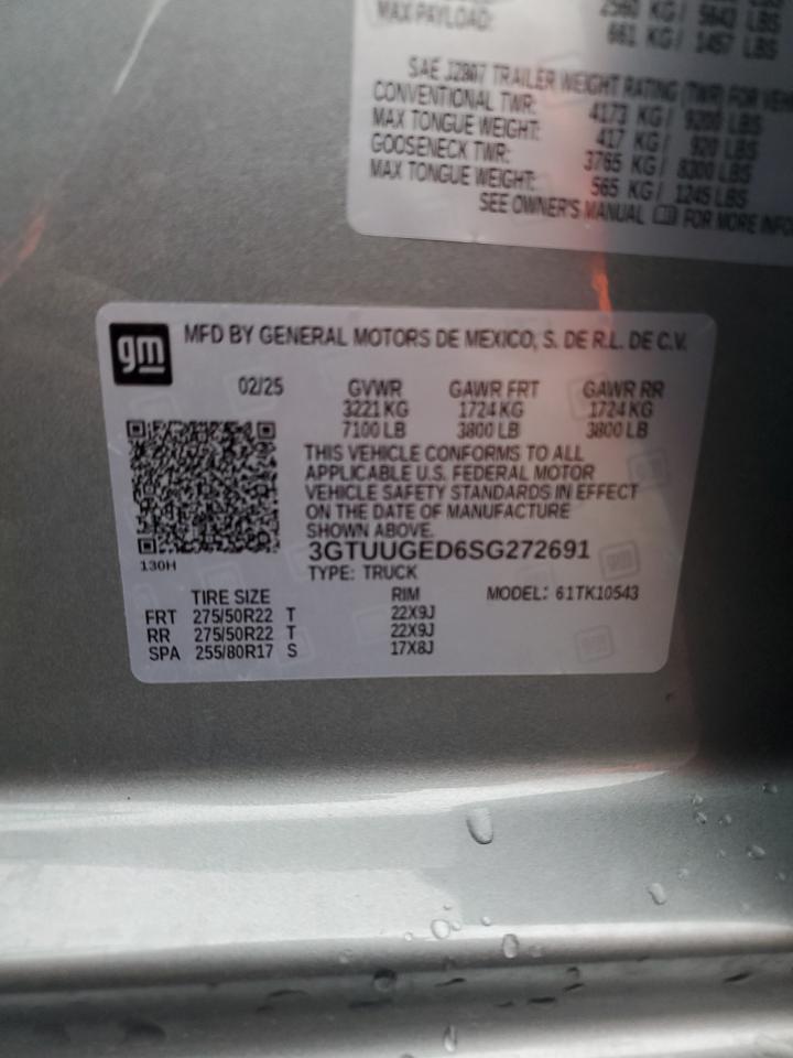 2025 GMC Sierra K1500 Denali VIN: 3GTUUGED6SG272691 Lot: 82704825