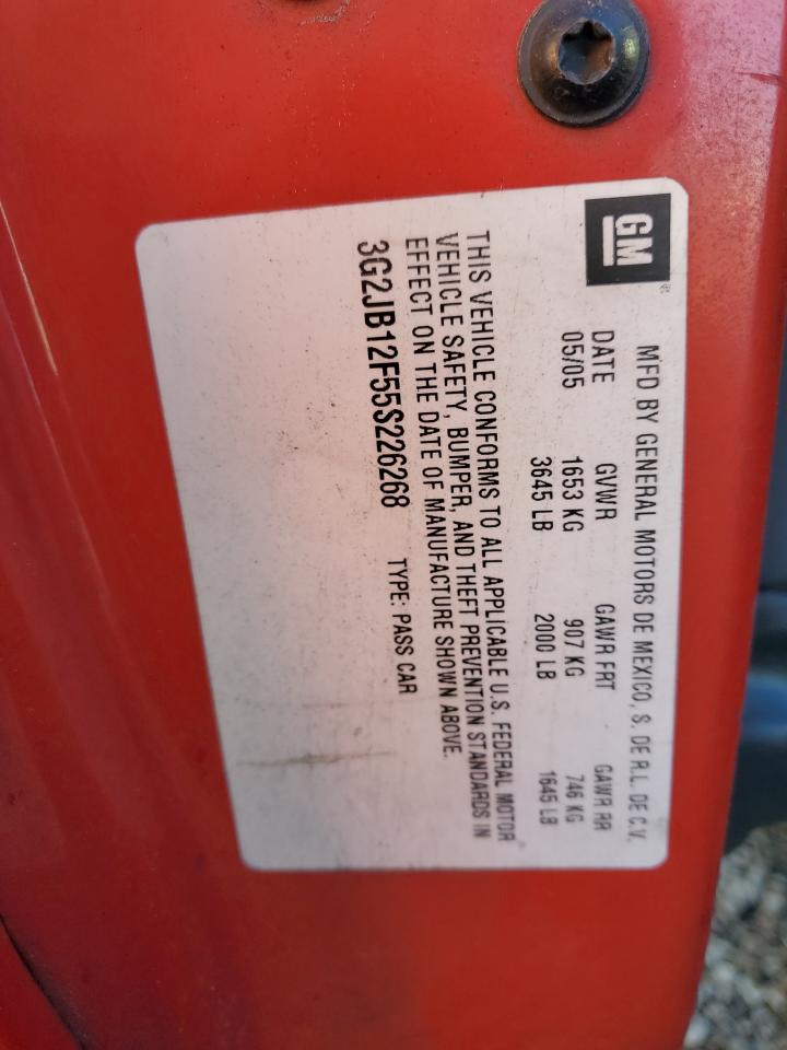 2005 Pontiac Sunfire VIN: 3G2JB12F55S226268 Lot: 90635245