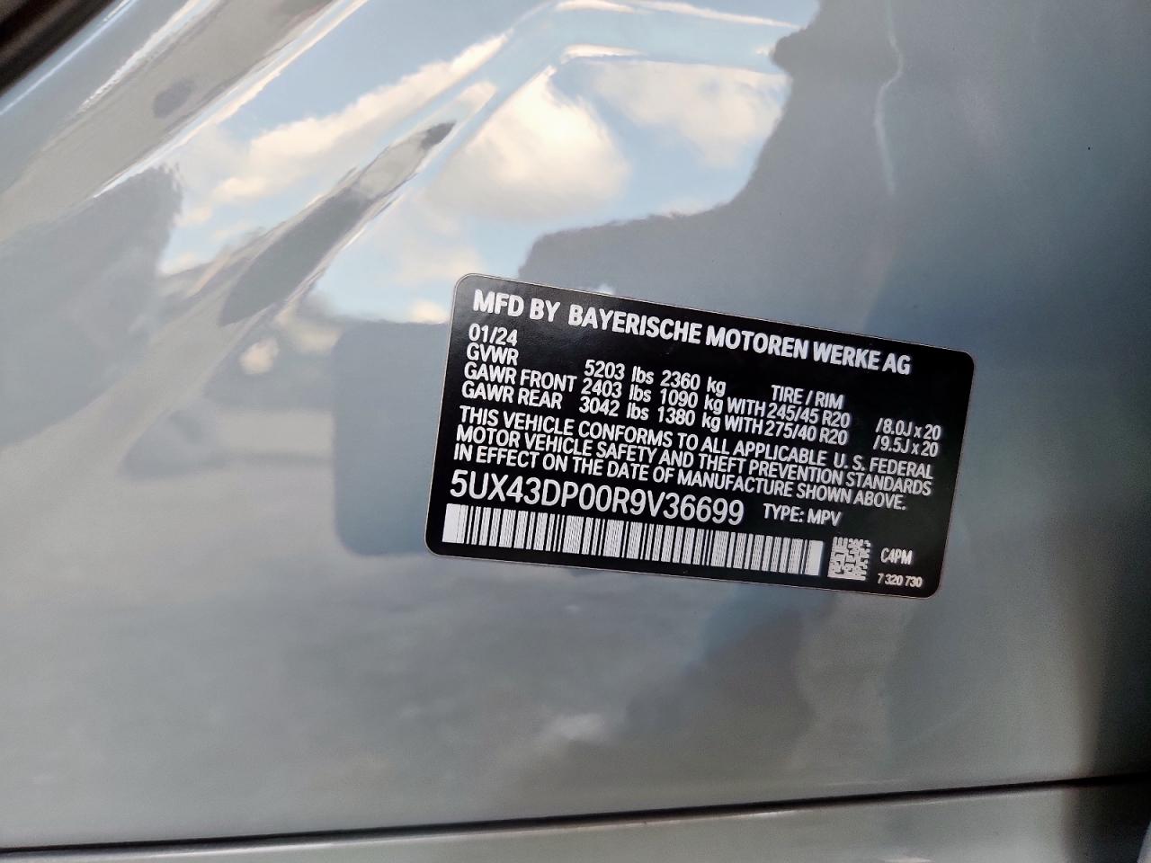 2024 BMW X3 Sdrive30I VIN: 5UX43DP00R9V36699 Lot: 82285785