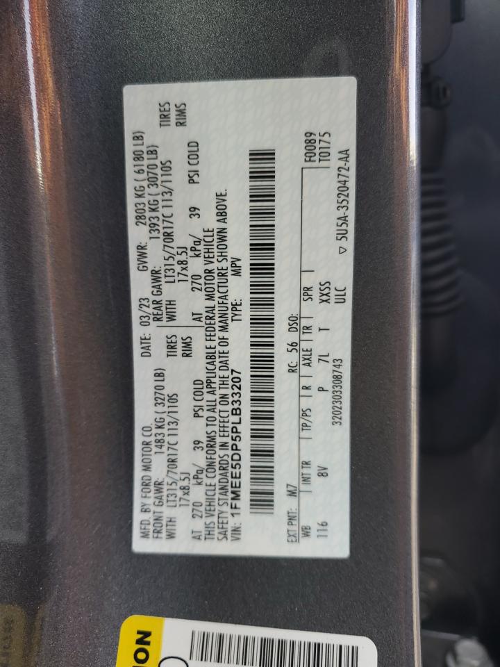 2023 Ford Bronco Base VIN: 1FMEE5DP5PLB33207 Lot: 89476025