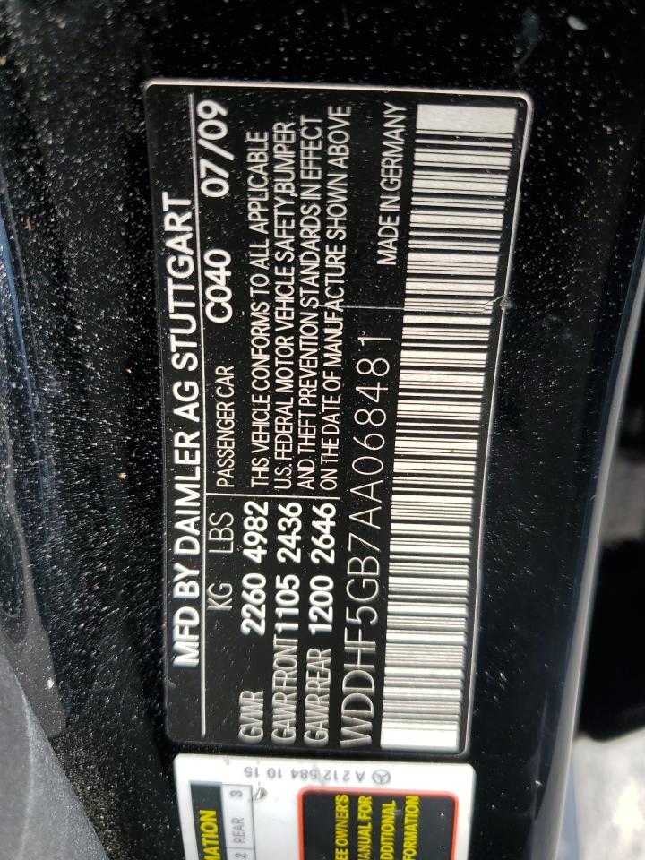2010 Mercedes-Benz E 350 VIN: WDDHF5GB7AA068481 Lot: 85935845
