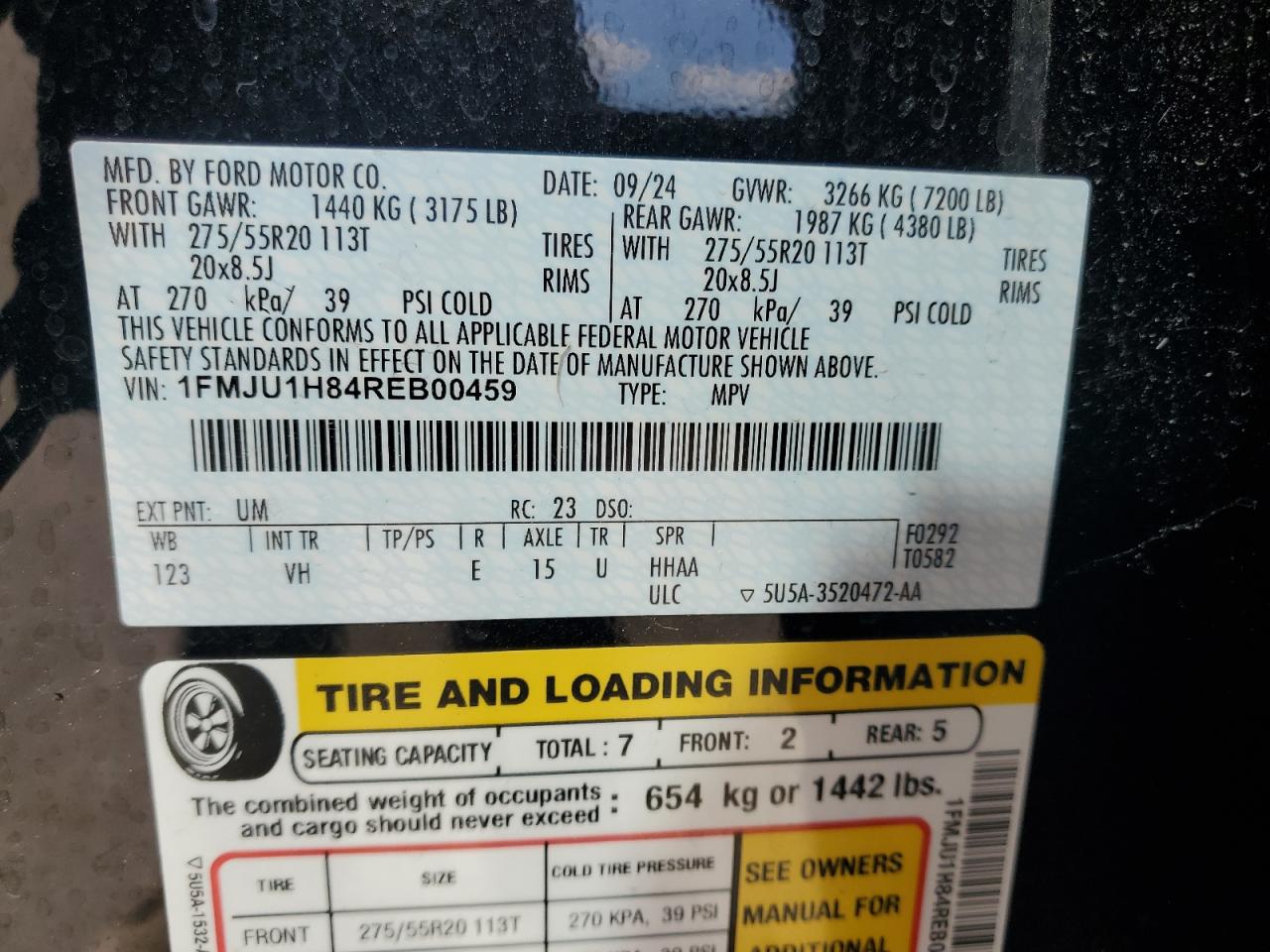 2024 Ford Expedition Xlt VIN: 1FMJU1H84REB00459 Lot: 85929505