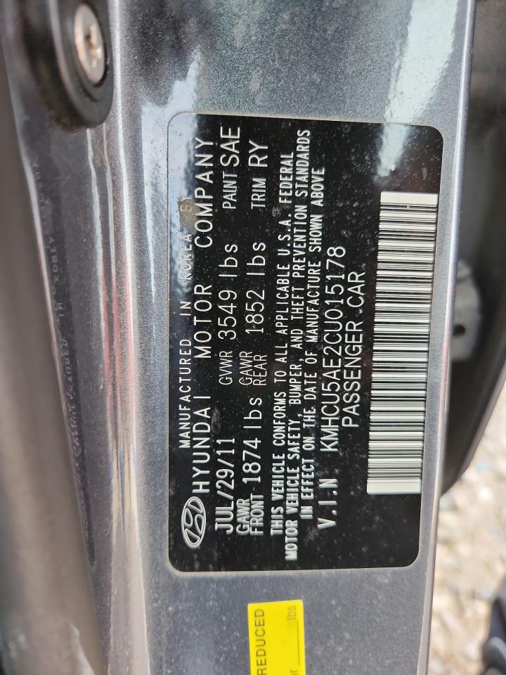 2012 Hyundai Accent Gls VIN: KMHCU5AE2CU015178 Lot: 86603545