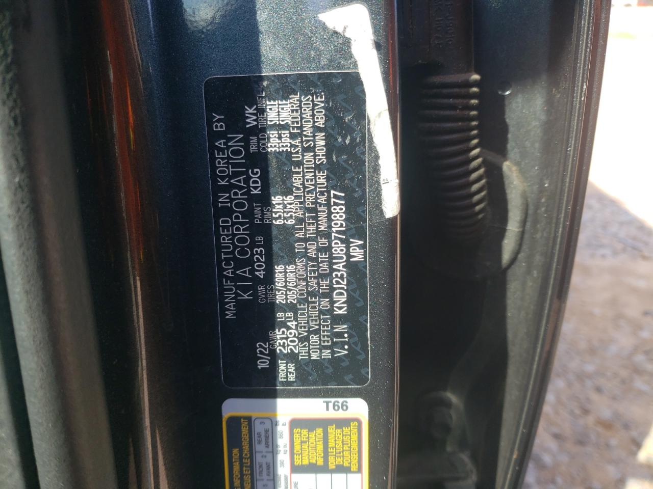 2023 Kia Soul Lx VIN: KNDJ23AU8P7198877 Lot: 82298865