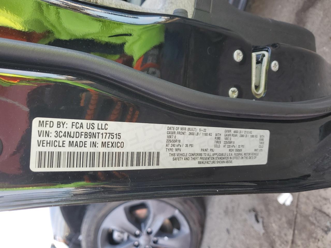 2022 Jeep Compass Latitude Lux VIN: 3C4NJDFB9NT177515 Lot: 82634115