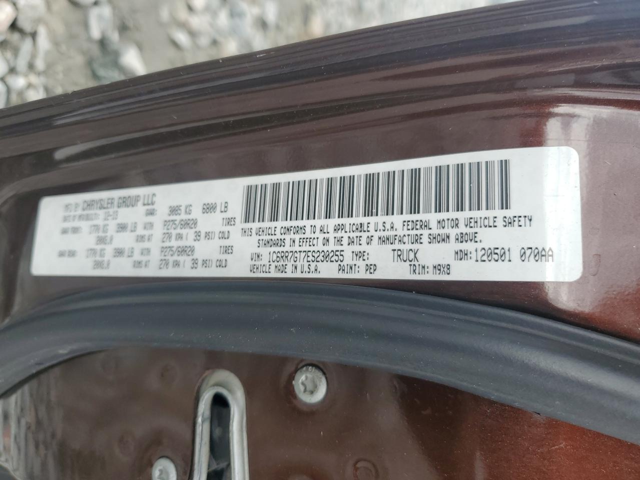 2014 Ram 1500 Slt VIN: 1C6RR7GT7ES230255 Lot: 82281235