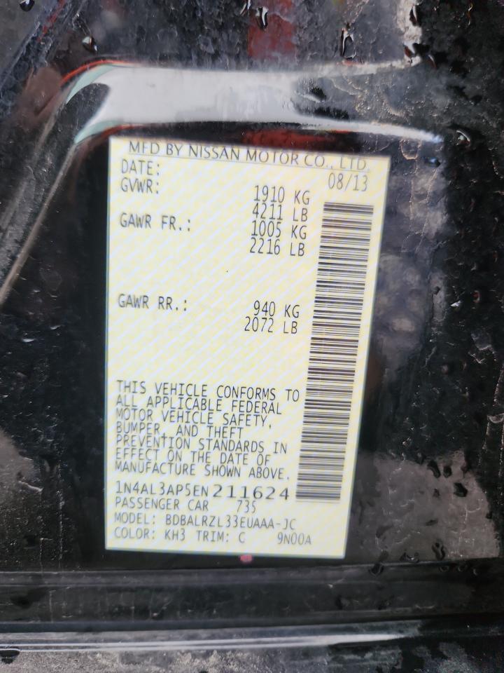 2014 Nissan Altima 2.5 VIN: 1N4AL3AP5EN211624 Lot: 85360405