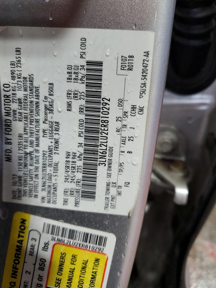 2014 Lincoln Mkz Hybrid VIN: 3LN6L2LU2ER810292 Lot: 82339135