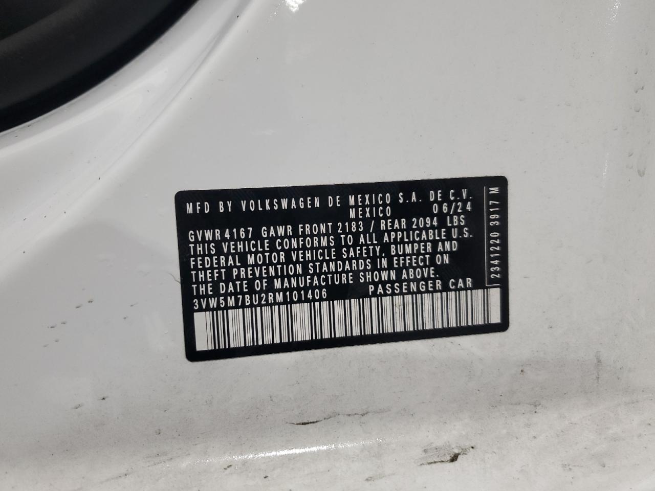 2024 Volkswagen Jetta S VIN: 3VW5M7BU2RM101406 Lot: 81601815