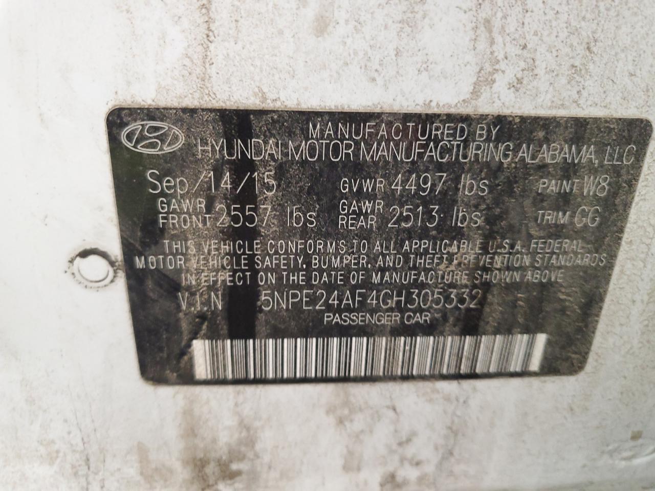 2016 Hyundai Sonata Se VIN: 5NPE24AF4GH305332 Lot: 85385045