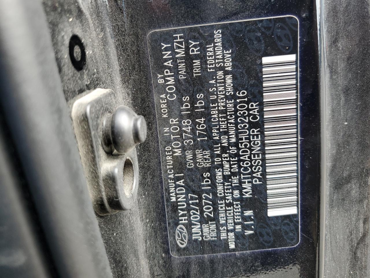 2017 Hyundai Veloster VIN: KMHTC6AD5HU323016 Lot: 85169095