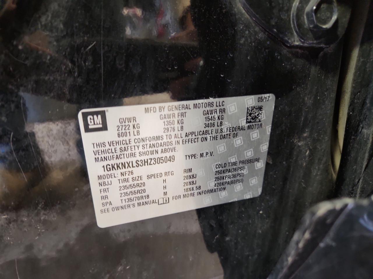 2017 GMC Acadia Denali VIN: 1GKKNXLS3HZ305049 Lot: 89921455