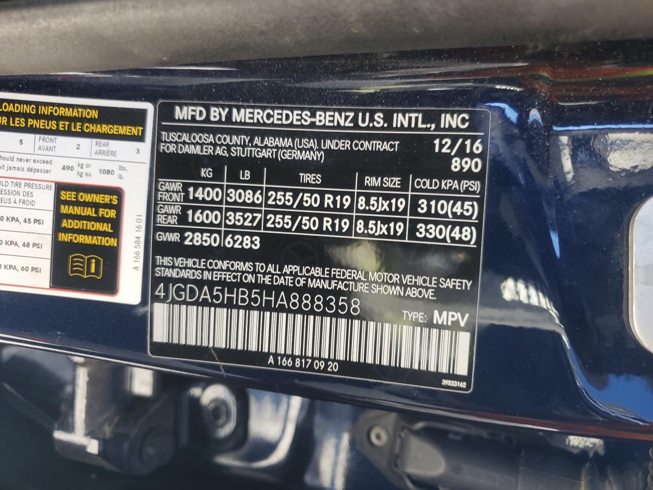 2017 Mercedes-Benz Gle 350 4Matic VIN: 4JGDA5HB5HA888358 Lot: 90631845