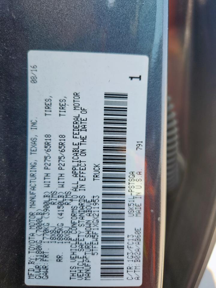 2016 Toyota Tundra Crewmax Sr5 VIN: 5TFEW5F1XGX211953 Lot: 85198085