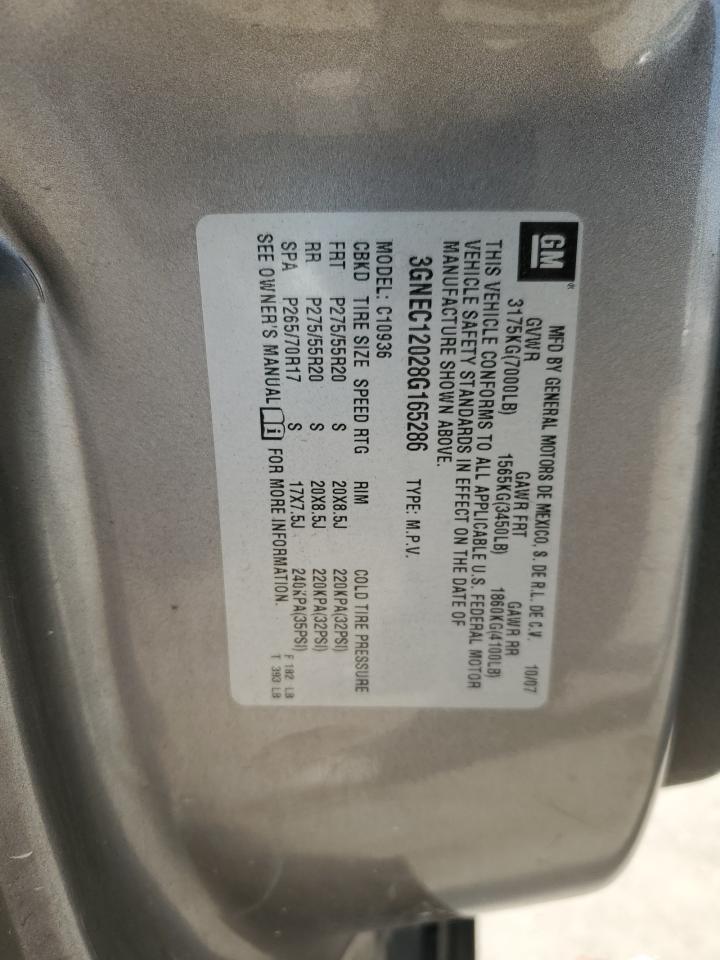 2008 Chevrolet Avalanche C1500 VIN: 3GNEC12028G165286 Lot: 86547425