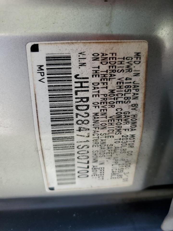 2001 Honda Cr-V Lx VIN: JHLRD28471S007700 Lot: 84655385