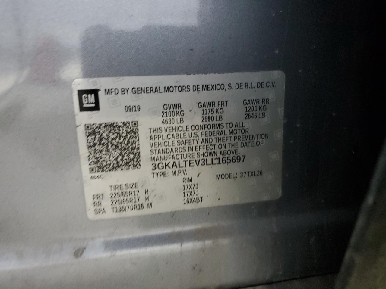 2020 GMC Terrain Sle VIN: 3GKALTEV3LL165697 Lot: 85745015