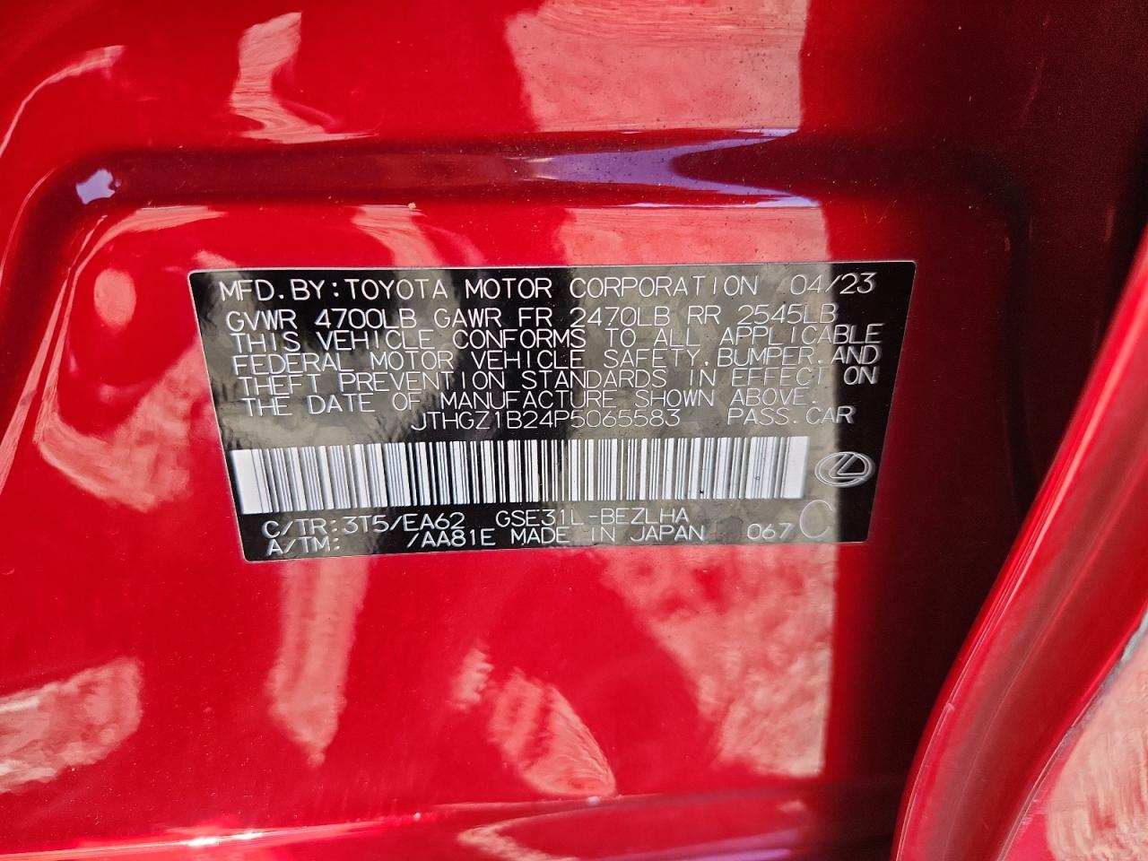 2023 Lexus Is 350 F Sport Design VIN: JTHGZ1B24P5065583 Lot: 86264955