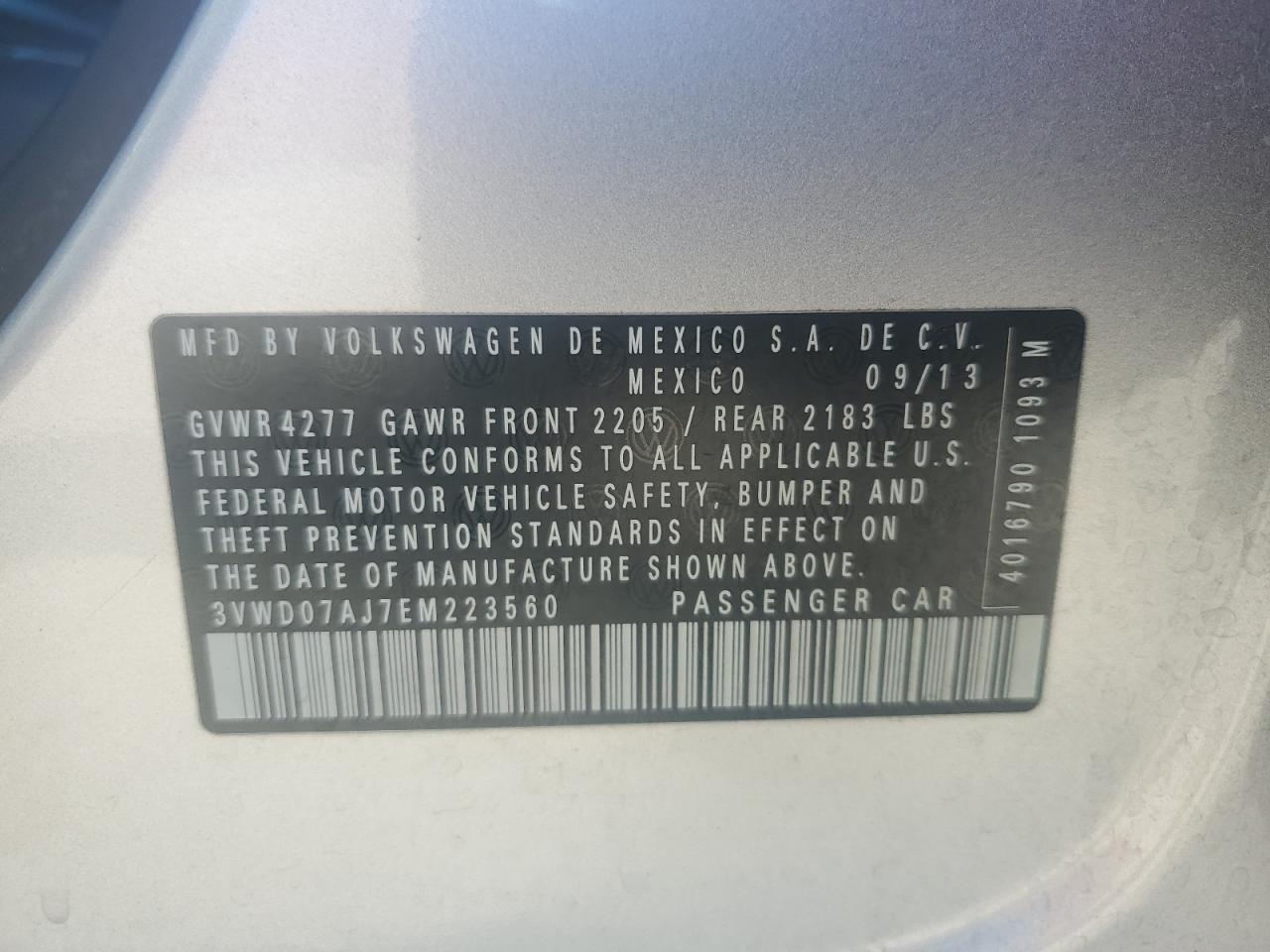 2014 Volkswagen Jetta Se VIN: 3VWD07AJ7EM223560 Lot: 86672215