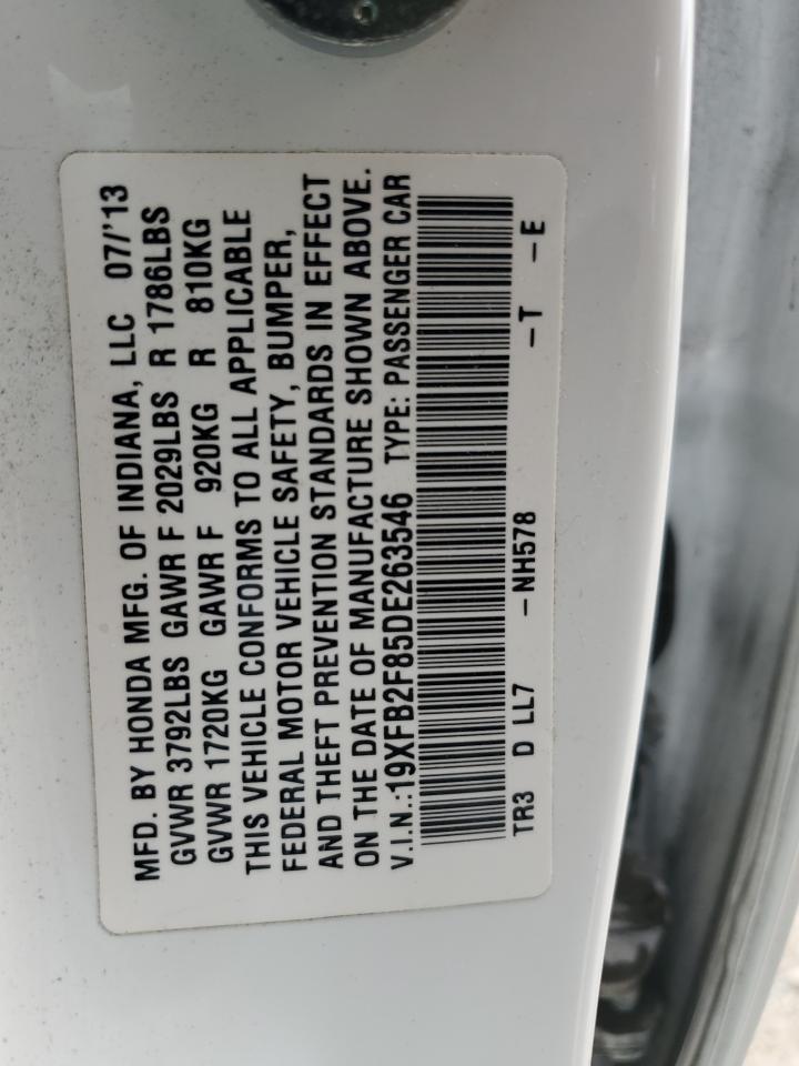 2013 Honda Civic Ex VIN: 19XFB2F85DE263546 Lot: 82303275