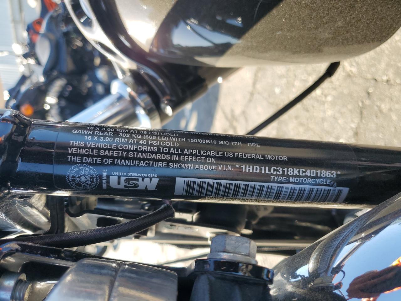 2019 Harley-Davidson Xl1200 X VIN: 1HD1LC318KC401863 Lot: 85333375