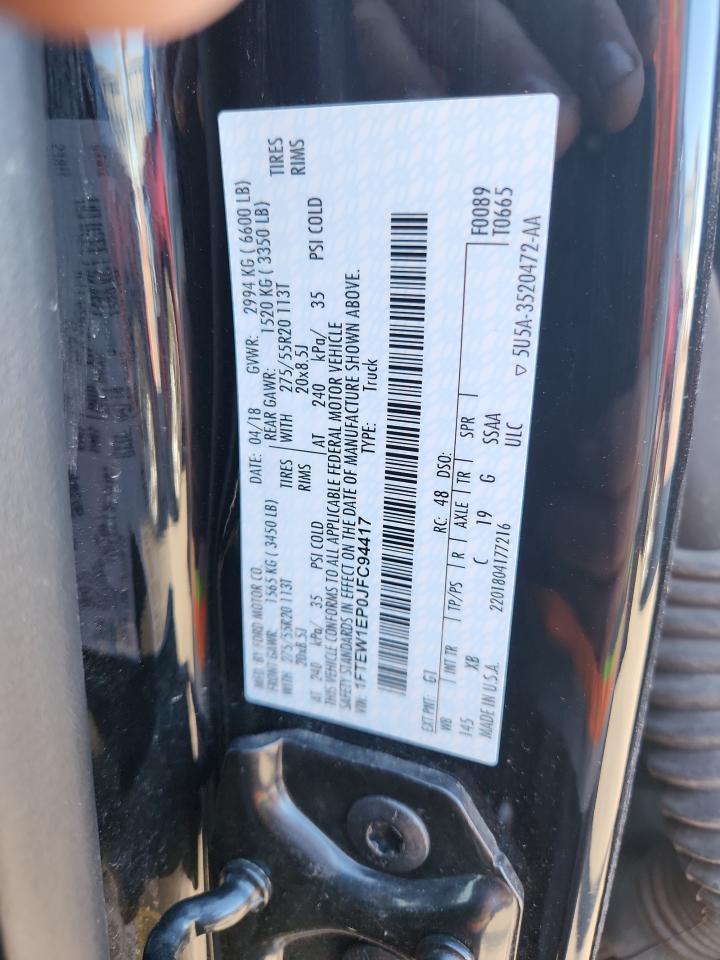 2018 Ford F150 Supercrew VIN: 1FTEW1EP0JFC94417 Lot: 84038535