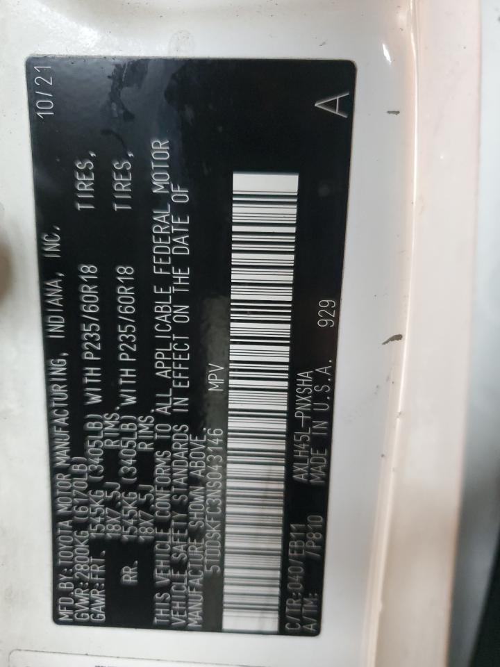 2022 Toyota Sienna Xse VIN: 5TDDSKFC3NS043146 Lot: 84069255