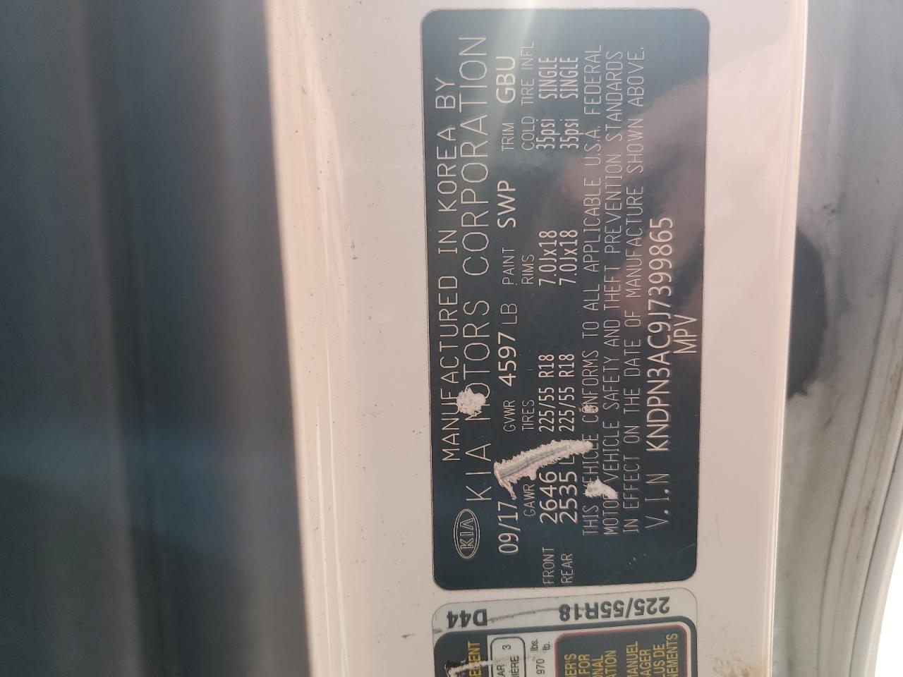 2018 Kia Sportage Ex VIN: KNDPN3AC9J7399865 Lot: 81918145