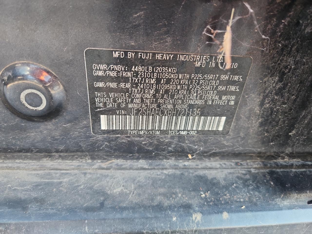 2011 Subaru Forester Limited VIN: JF2SHAECXBH721135 Lot: 84920945