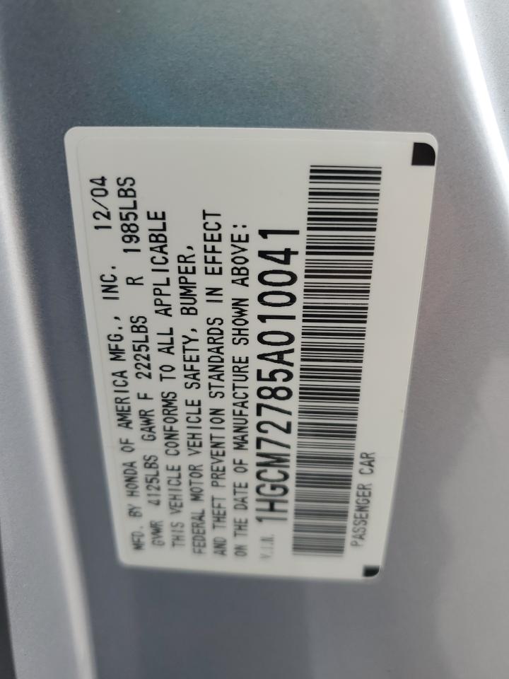 2005 Honda Accord Ex VIN: 1HGCM72785A010041 Lot: 85329015