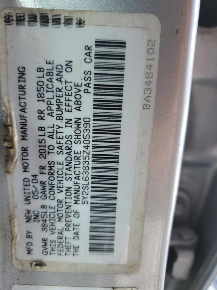 2005 Pontiac Vibe VIN: 5Y2SL63835Z405390 Lot: 85683325