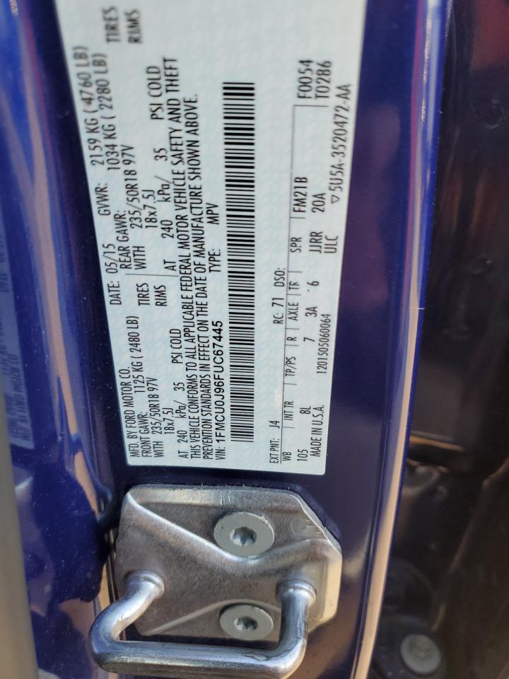 2015 Ford Escape Titanium VIN: 1FMCU0J96FUC67445 Lot: 85745845