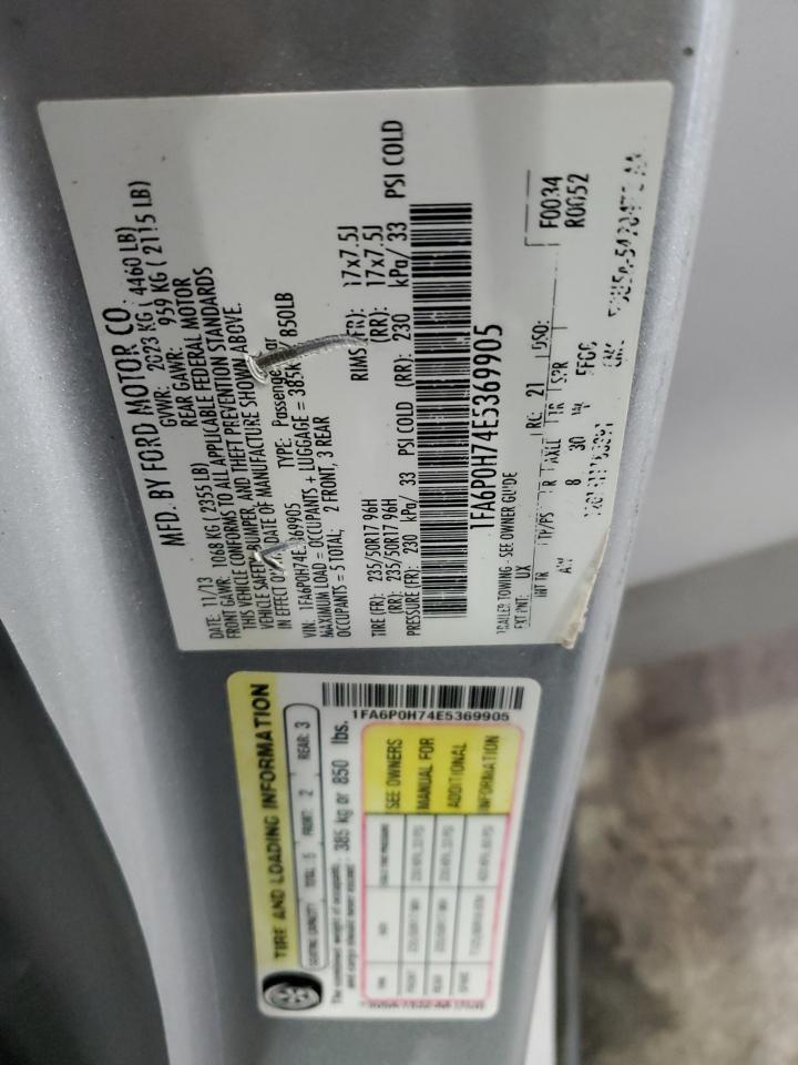 2014 Ford Fusion Se VIN: 1FA6P0H74E5369905 Lot: 89904035