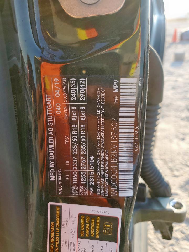 2019 Mercedes-Benz Glc 300 VIN: WDC0G4JB2KV187602 Lot: 81802315