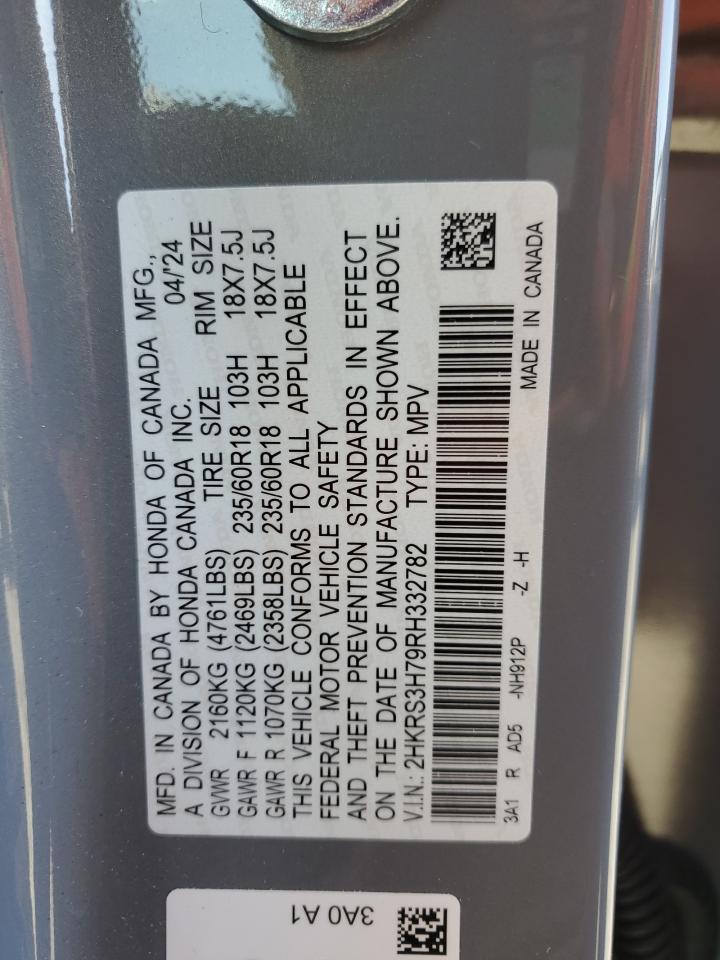 2024 Honda Cr-V Exl VIN: 2HKRS3H79RH332782 Lot: 89551675