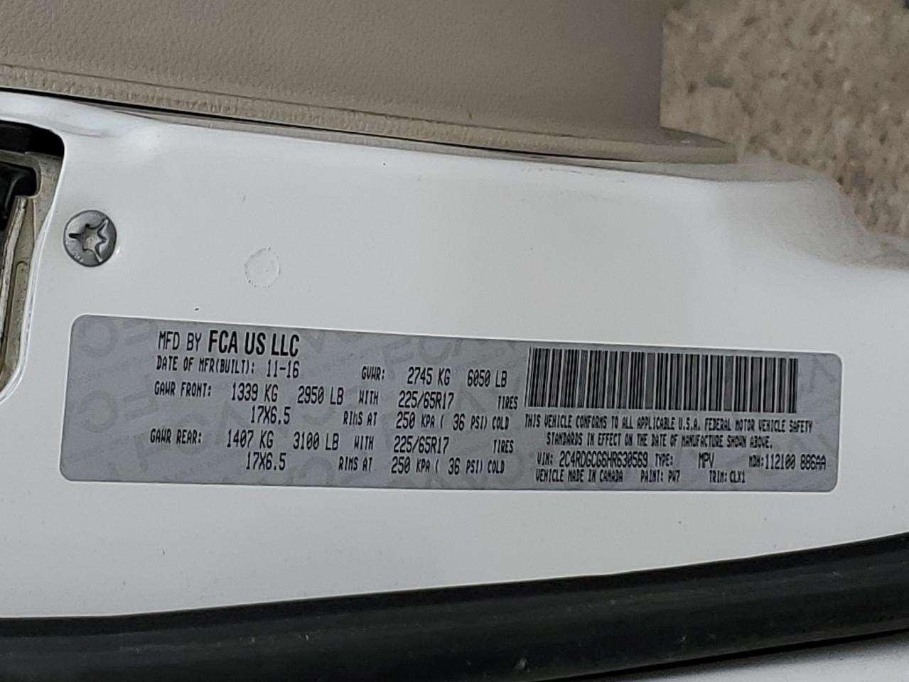 2017 Dodge Grand Caravan Sxt VIN: 2C4RDGCG6HR630569 Lot: 82780725