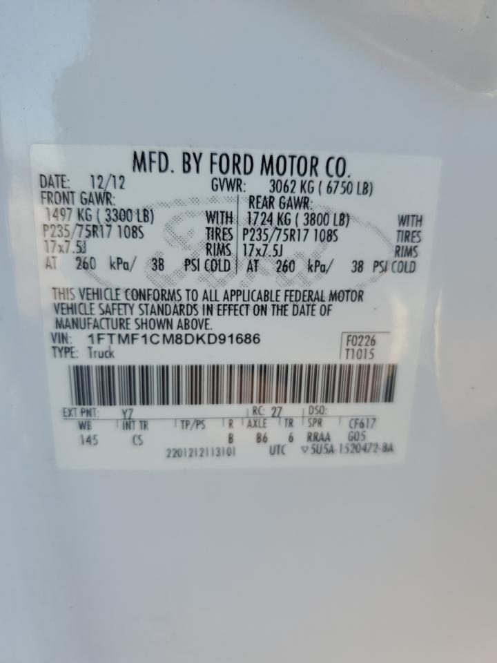 2013 Ford F150 VIN: 1FTMF1CM8DKD91686 Lot: 82758115