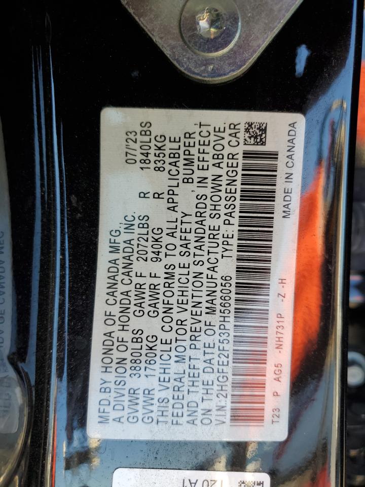 2023 Honda Civic Sport VIN: 2HGFE2F53PH566056 Lot: 82371545