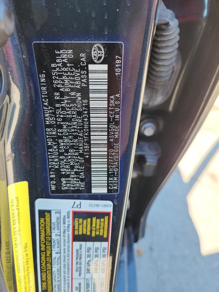 2017 Toyota Camry Le VIN: 4T1BF1FK0HU434716 Lot: 85839075