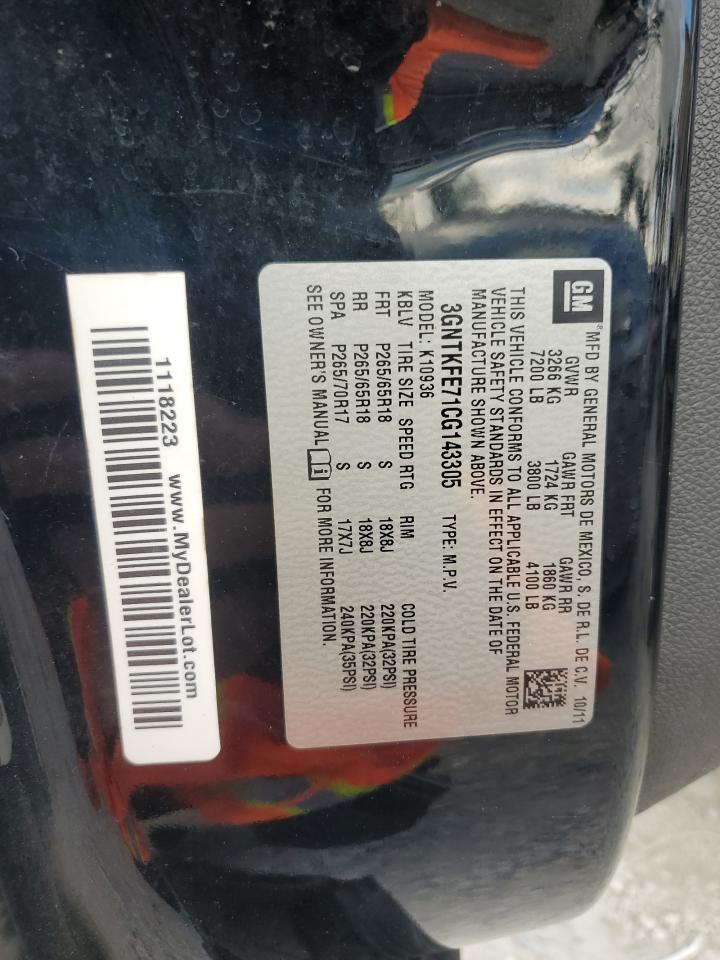 2012 Chevrolet Avalanche Lt VIN: 3GNTKFE71CG143305 Lot: 85477175