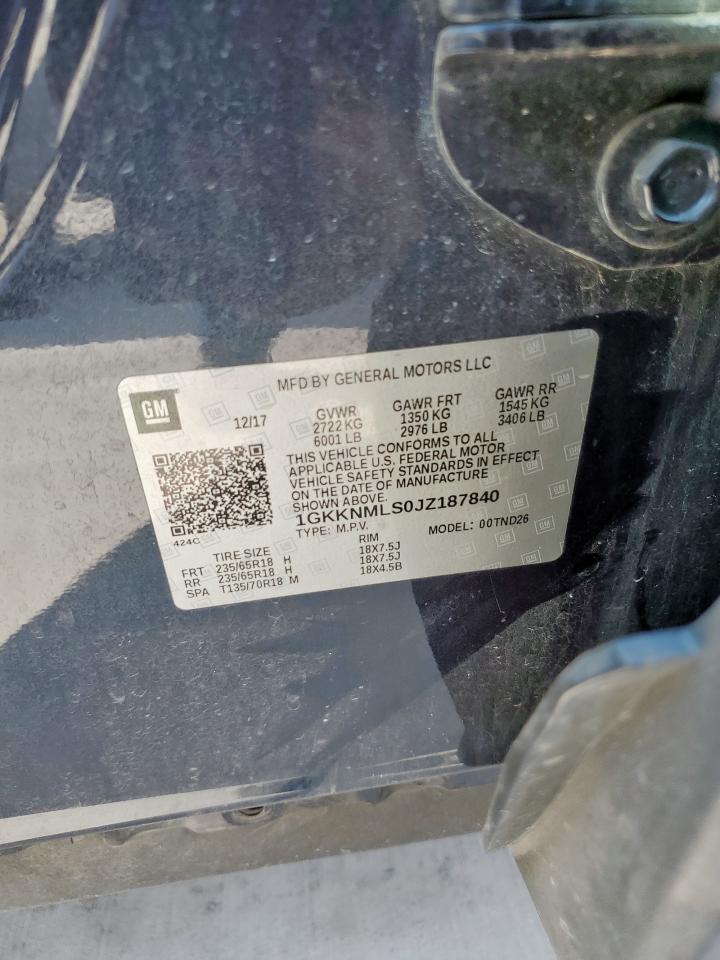 2018 GMC Acadia Slt-1 VIN: 1GKKNMLS0JZ187840 Lot: 84053465