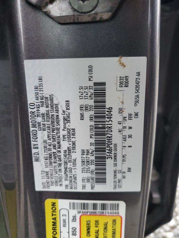 2013 Ford Fusion Se VIN: 3FA6P0HR7DR154046 Lot: 85421925