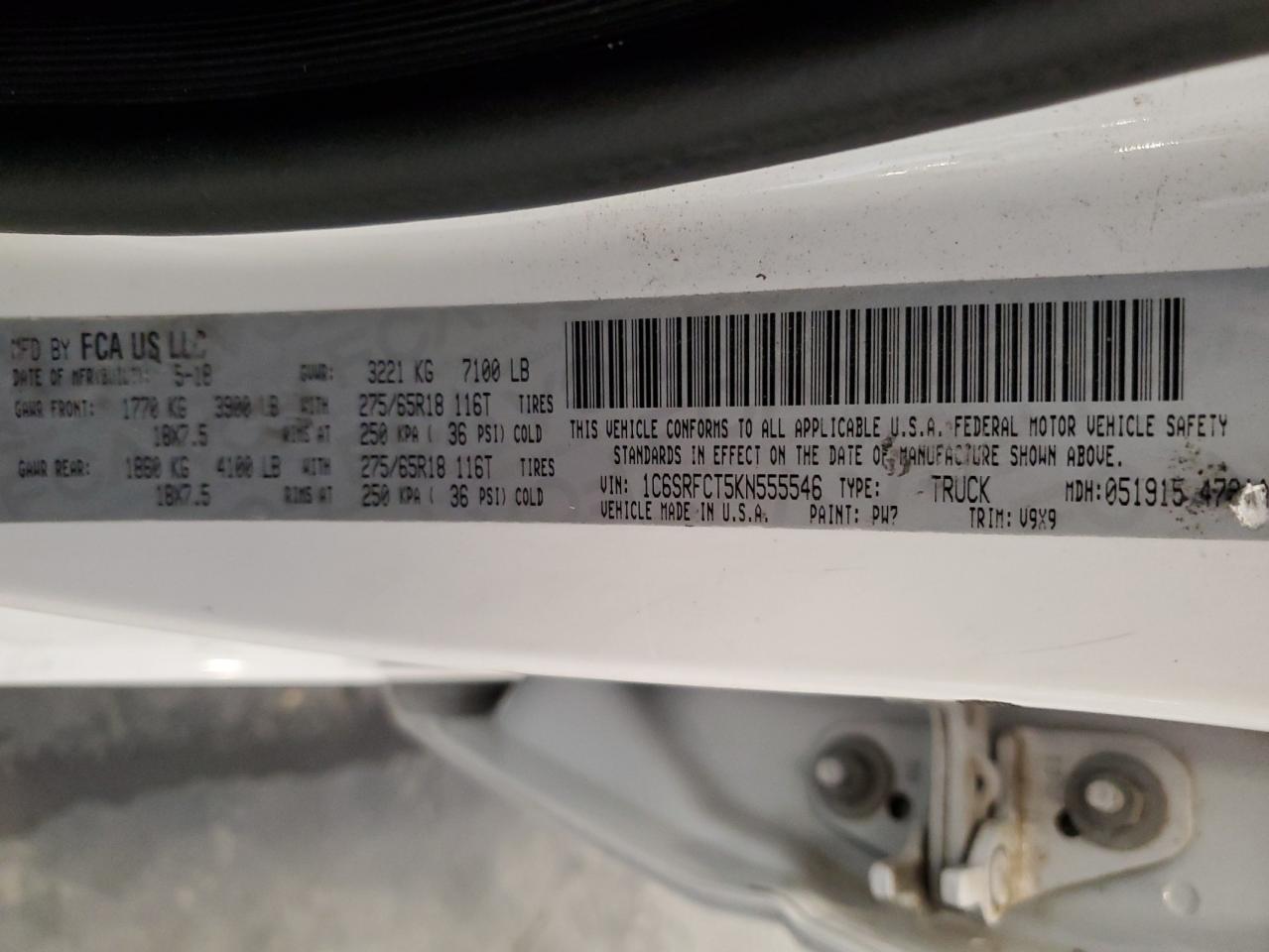 2019 Ram 1500 Tradesman VIN: 1C6SRFCT5KN555546 Lot: 86134955