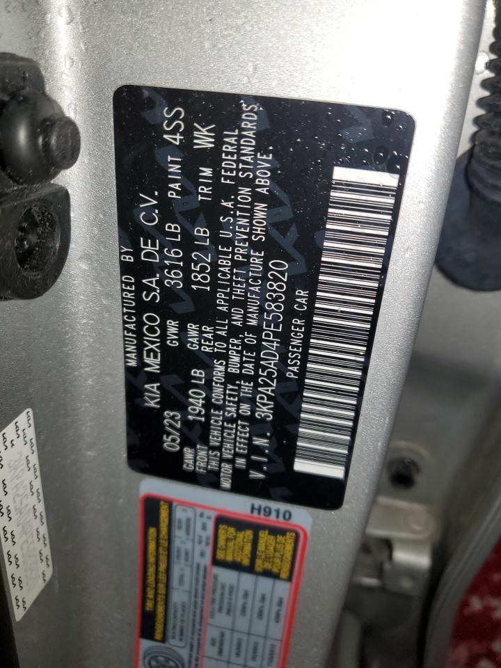 2023 Kia Rio S VIN: 3KPA25AD4PE583820 Lot: 82745225