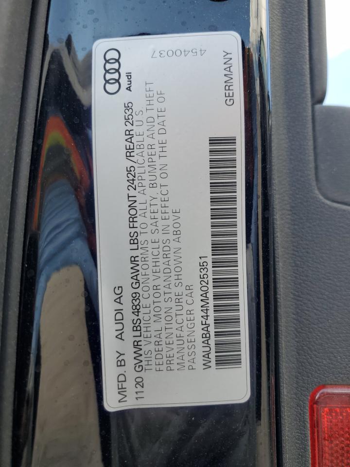2021 Audi A4 Premium 40 VIN: WAUABAF44MA025351 Lot: 80453035