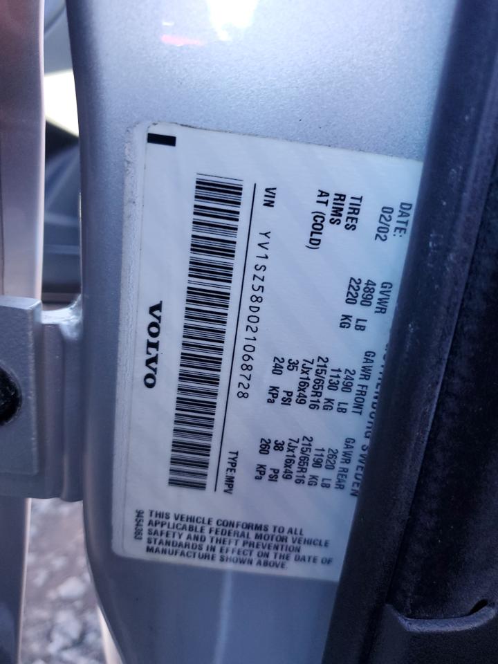 2002 Volvo V70 Xc VIN: YV1SZ58D021068728 Lot: 85172785